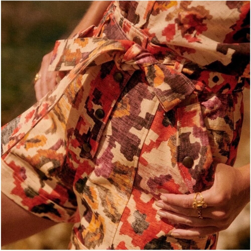 Sézane X Chufy Kenan Belted Shorts Mara Print US 14/FR 46